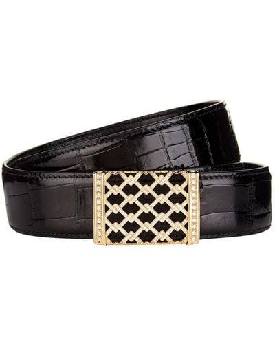 Stefano Ricci Diamond Leather Belt - Metallic
