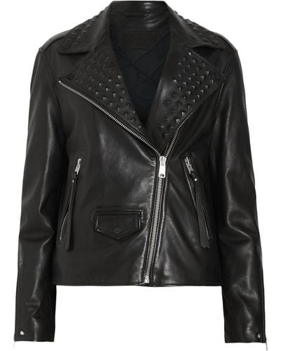 AllSaints Lyra Pyramid-stud Leather Biker Jacket - Black
