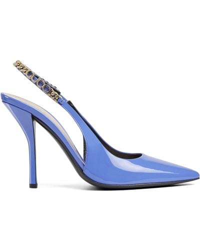 Gucci Patent Leather Signoria Slingback Court Shoes 105 - Blue