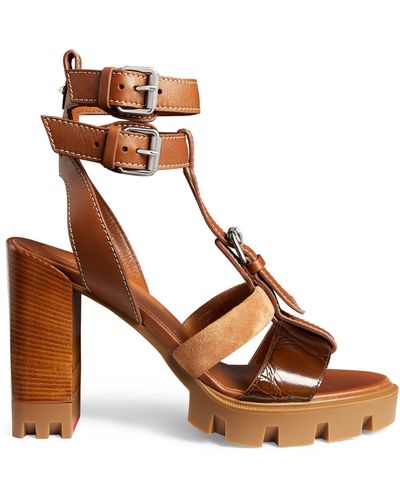 Christian Louboutin Rangerissima Leather Sandals 100 - Brown