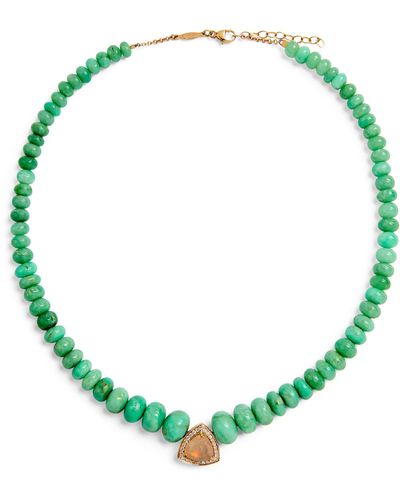 Jacquie Aiche Yellow Gold, Diamond And Opal Beaded Necklace - Green