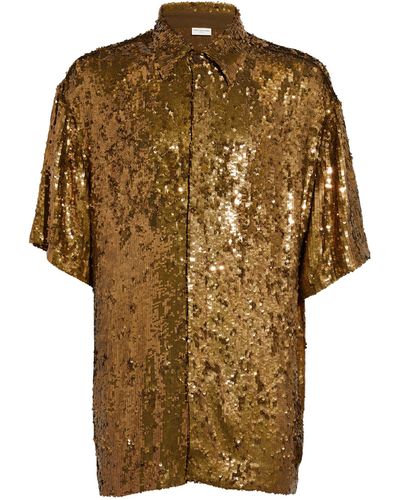 Dries Van Noten Embellished Sequin Shirt - Brown