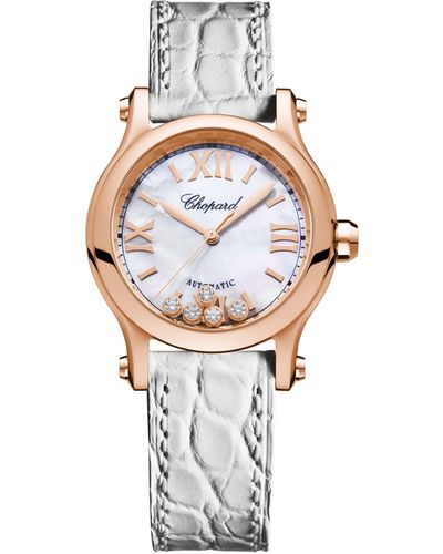 Chopard Rose Gold And Diamond Happy Sport Automatic Watch 30mm - Metallic