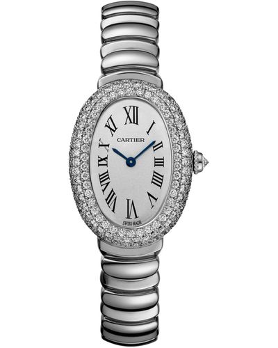 Cartier Small White Gold And Diamond Baignoire Watch 23.1mm - Metallic