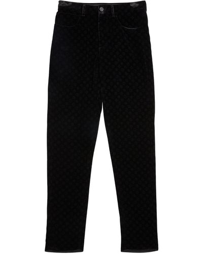 Giorgio Armani Velvet Monogram Pants - Black