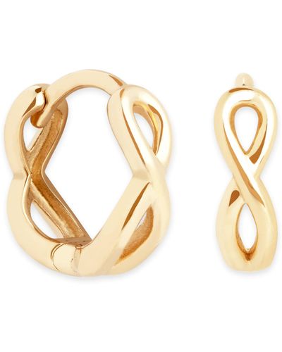 Astrid & Miyu Yellow Gold Infinity Huggie Earrings - Metallic
