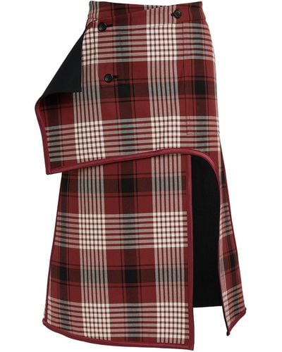 Issey Miyake Wool-cotton Reversible Midi Skirt - Brown