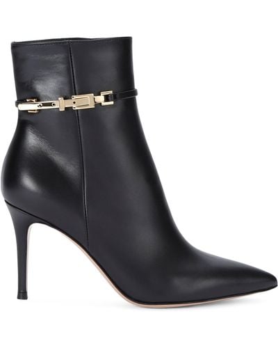 Gianvito Rossi Leather Carrey Heeled Boots 85 - Black