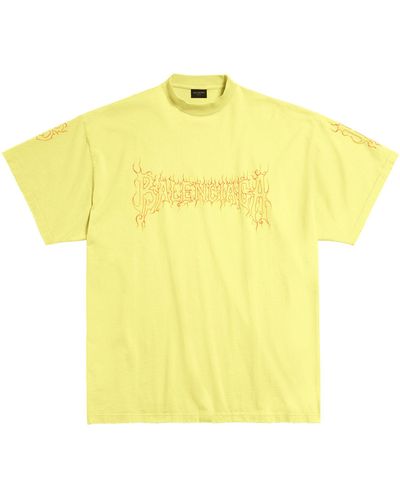 Balenciaga Cotton Oversized Logo T-shirt - Yellow