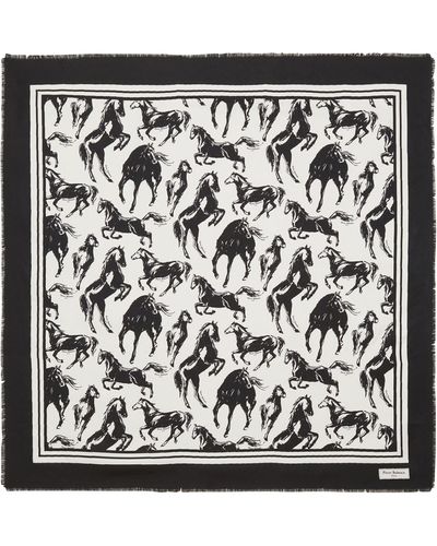 Balmain Silk Horse Print Scarf - Black