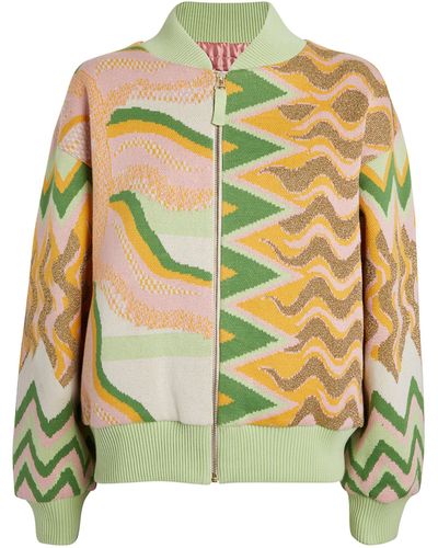 Hayley Menzies Cotton Jacquard Under The Sun Bomber Jacket - Green
