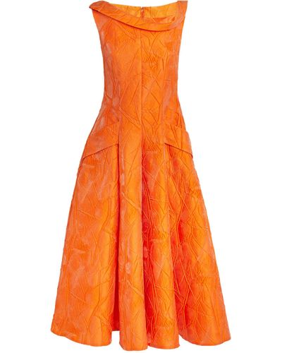 Talbot Runhof Boat-neck Midi Dress - Orange