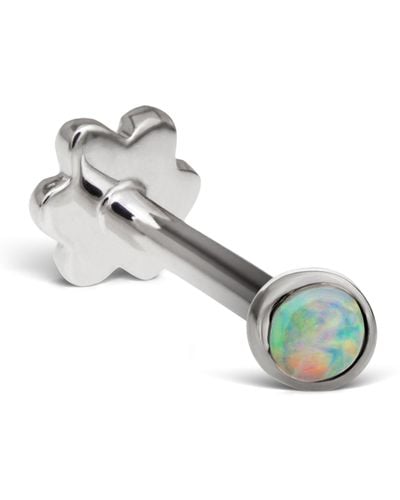 Maria Tash White Gold Opal Threaded Stud Earring (2mm) - Multicolor