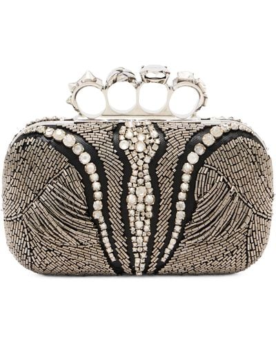 Alexander McQueen Embellished Four-ring Clutch Bag - Black