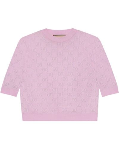 Gucci Gg Supreme Intarsia Top - Pink