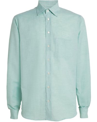 Sease Linen-cotton Long-sleeve Shirt - Blue