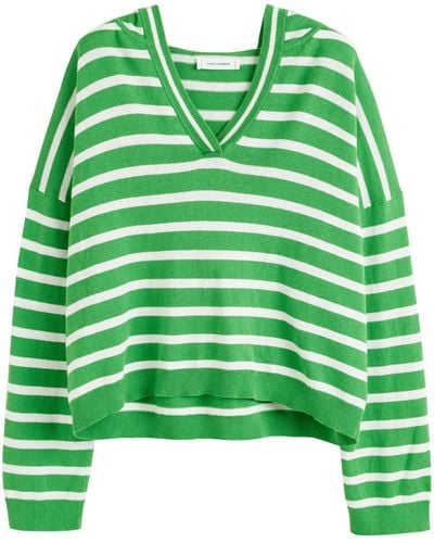 Chinti & Parker Bci Cotton-linen Striped Breton Hoodie - Green