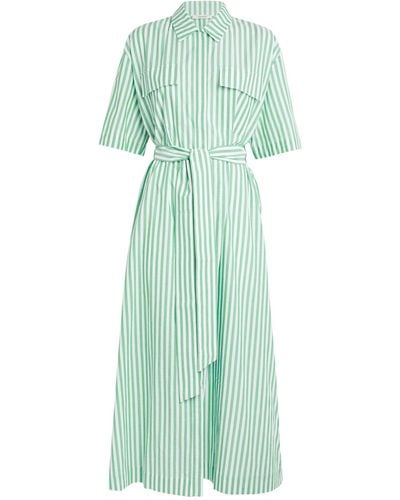 Asceno Cotton Striped Amina Dress - Green