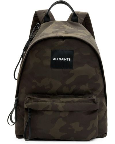 AllSaints Camouflage Logo-patch Carabiner Backpack - Black