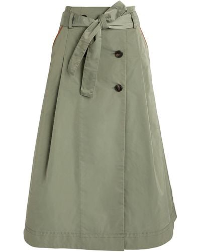 MAX&Co. Flared Pleated Midi Skirt - Green