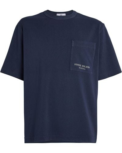 Stone Island Marina Logo Striped T-shirt - Blue