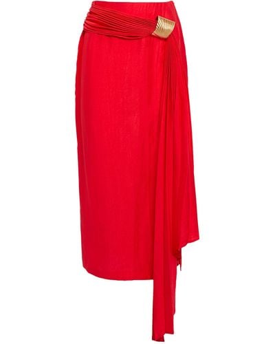 Cult Gaia Caroline Midi Skirt - Red