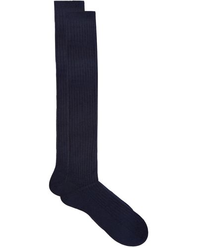 Pantherella Cashmere Ribbed Socks - Blue
