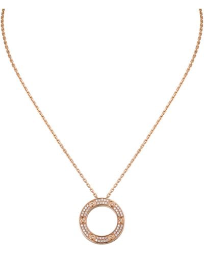 Cartier Rose Gold And Diamond Love Necklace - Metallic