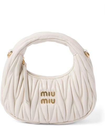 Miu Miu Mini Nappa Leather Wander Top-handle Bag - White