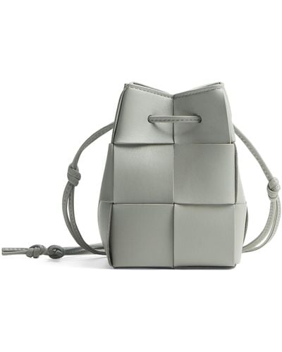 Bottega Veneta Mini Lambskin Cassette Bucket Bag - Grey
