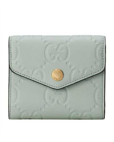 Gucci Debossed Leather Gg Wallet - Green