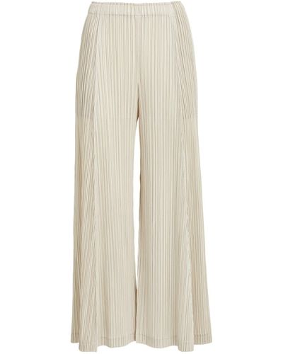 Pleats Please Issey Miyake Pleated Wide Trousers - Natural
