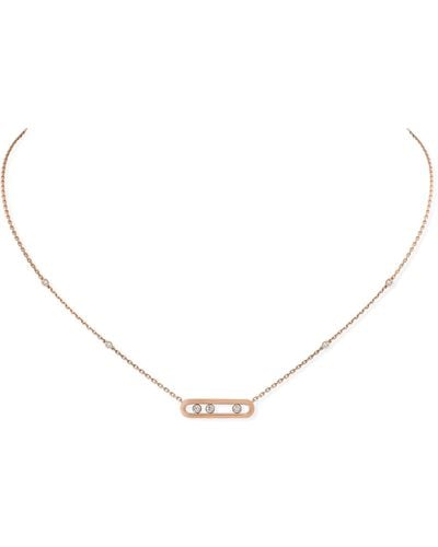 Messika Rose Gold And Diamond Baby Move Classique Pavé Necklace - Natural
