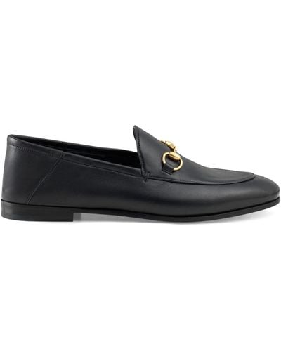 Gucci Leather Brixton Horsebit Loafers - Black