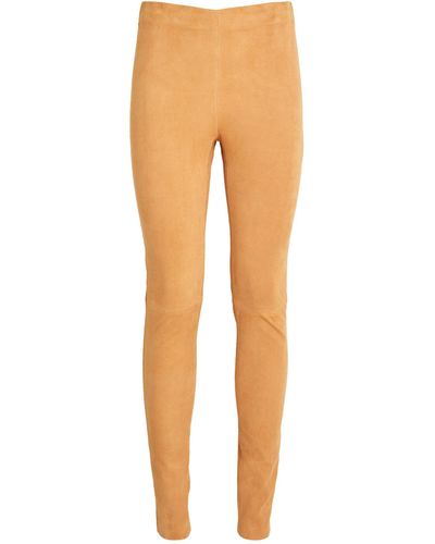 JOSEPH Suede Stretch Leggings - Orange