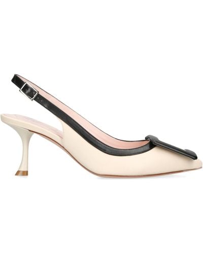 Roger Vivier Leather Viv In The City Slingback Court Shoes 65 - Metallic