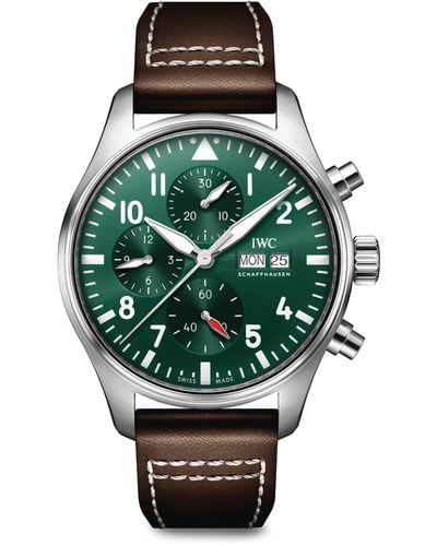 IWC Schaffhausen Stainless Steel Pilot's Chronograph Watch 43mm - Green