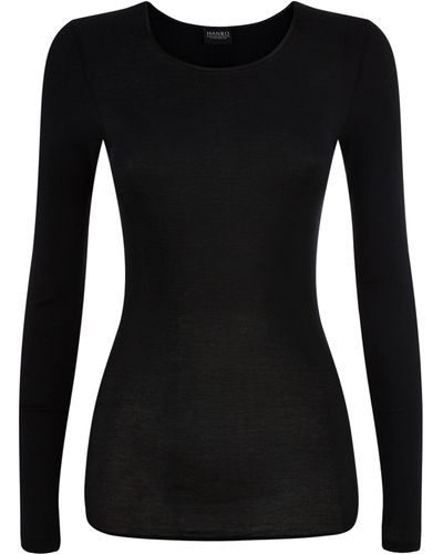 Hanro Soft Touch Long Sleeve Top - Black