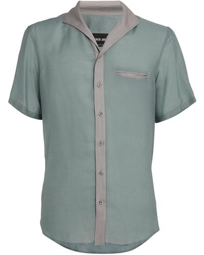 Giorgio Armani Silk Blend Short-sleeve Shirt - Gray