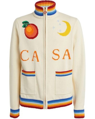 Casablancabrand Knitted Casa Zip-up Cardigan - White