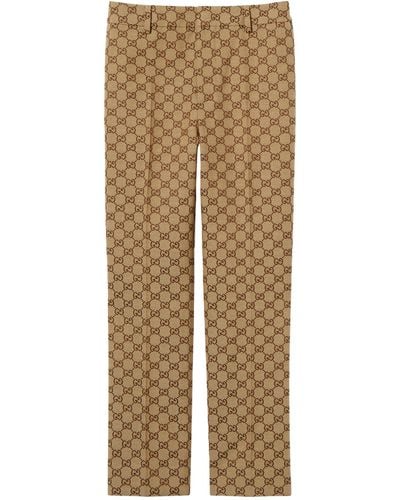 Gucci Straight Gg Canvas Trousers - Natural