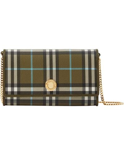 Burberry chain-detailing check-pattern Wallet - Green