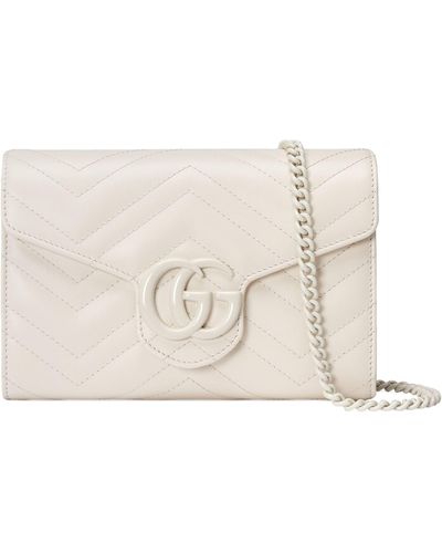 Gucci Mini Leather Marmont Matelassé Shoulder Bag - Natural