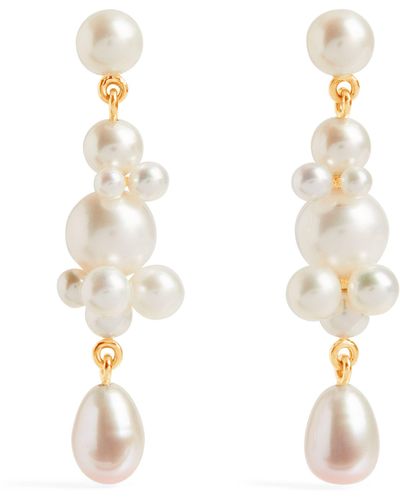 Sophie Bille Brahe Yellow Gold And Pearl Petite Splash Earrings - Metallic