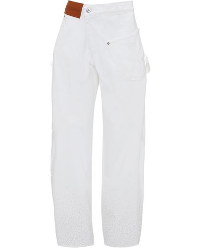 JW Anderson Crystal-embellished Twisted Jeans - White