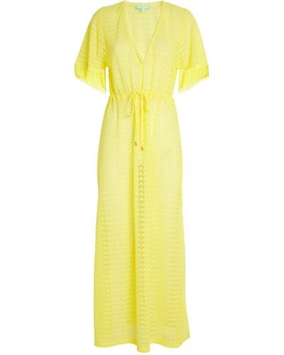 Melissa Odabash Fringed Crochet Midi Dress - Yellow