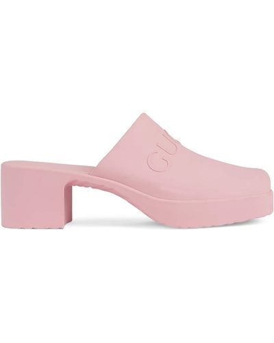 Gucci Rubber Embossed Mules 58 - Pink