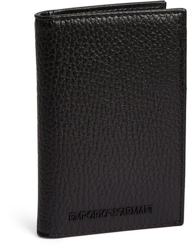 Emporio Armani Leather Bifold Card Holder - Black
