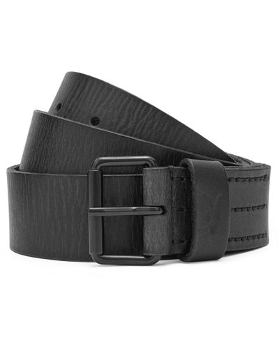 AllSaints Buffalo Leather Dunston Belt - Black