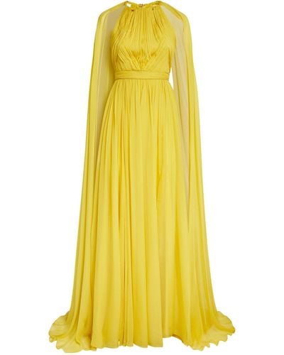Zuhair Murad Pleated Cut-out Gown - Yellow